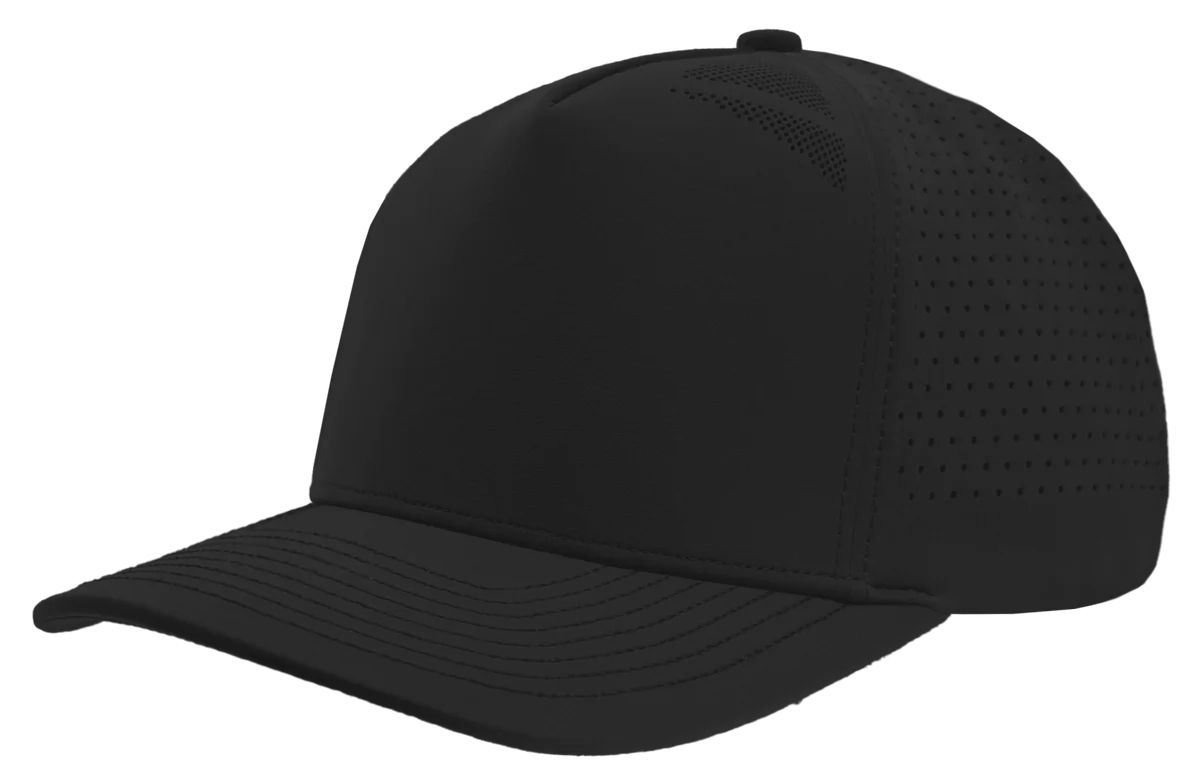 Customized ZAPPED HEADWEAR - 5 Panel Medium Profile Premium Perforated Snapback - BLACKHAWK Elite