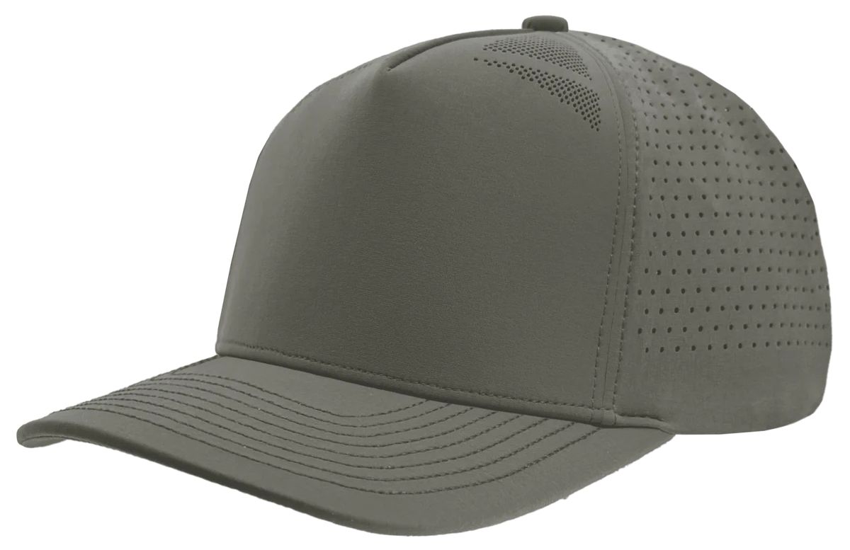 Customized ZAPPED HEADWEAR - 5 Panel Medium Profile Premium Perforated Snapback - BLACKHAWK Elite - Gray