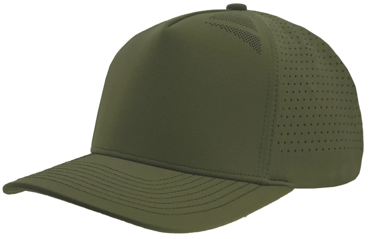 Customized ZAPPED HEADWEAR - 5 Panel Medium Profile Premium Perforated Snapback - BLACKHAWK Elite - Olive