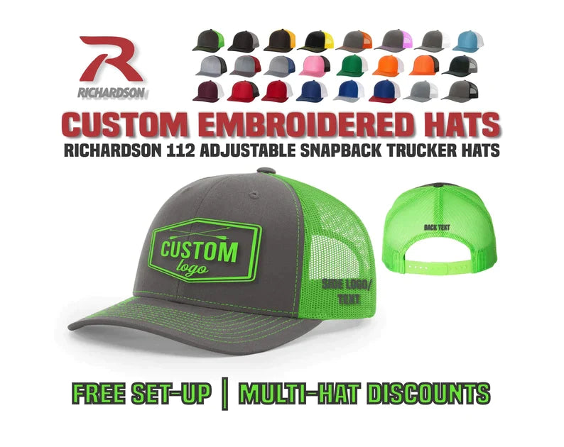 6 lids for $90 - Embroidered 112 Richardson (Random Colors)