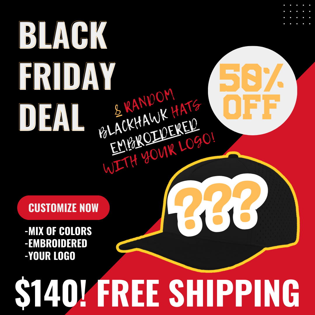 8x Blackhawk - Random Hat Colors - Custom Embroidery - Black Friday Deal!