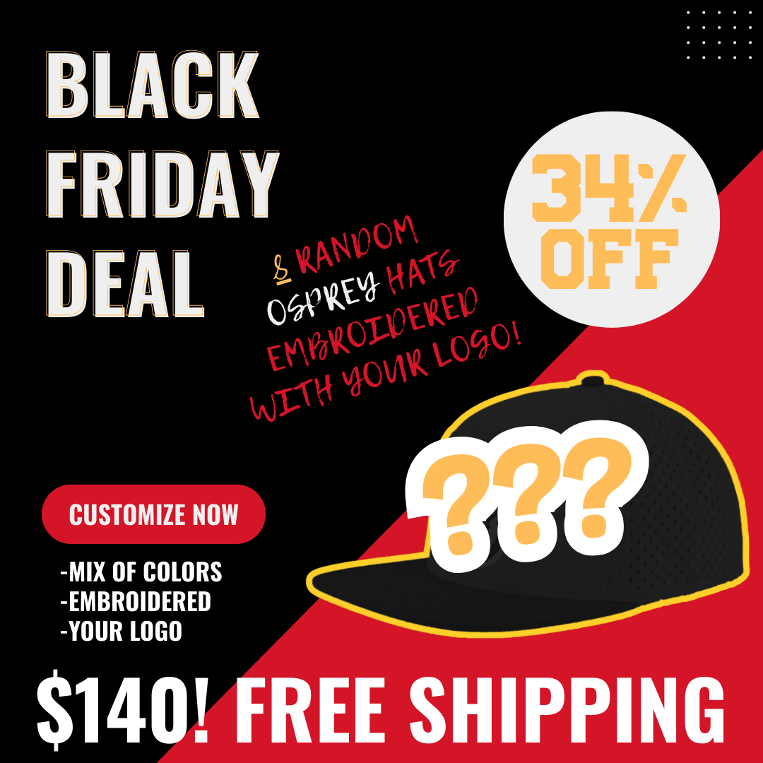 8x Osprey - Random Hat Colors - Custom Embroidery - Black Friday Deal!