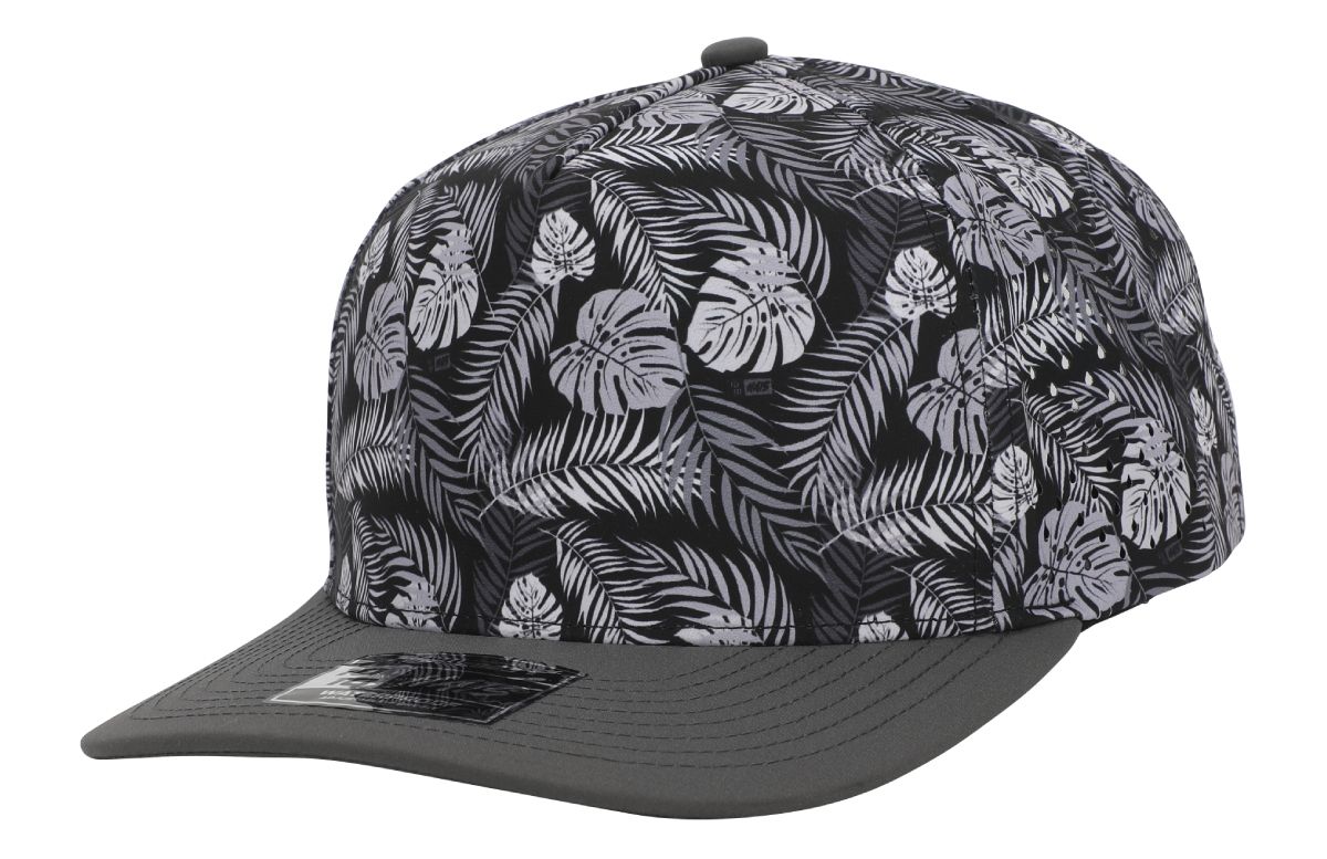 1010 - 5-Panel Dryfit Performance Cap - 615 - Black Palm / Charcoal