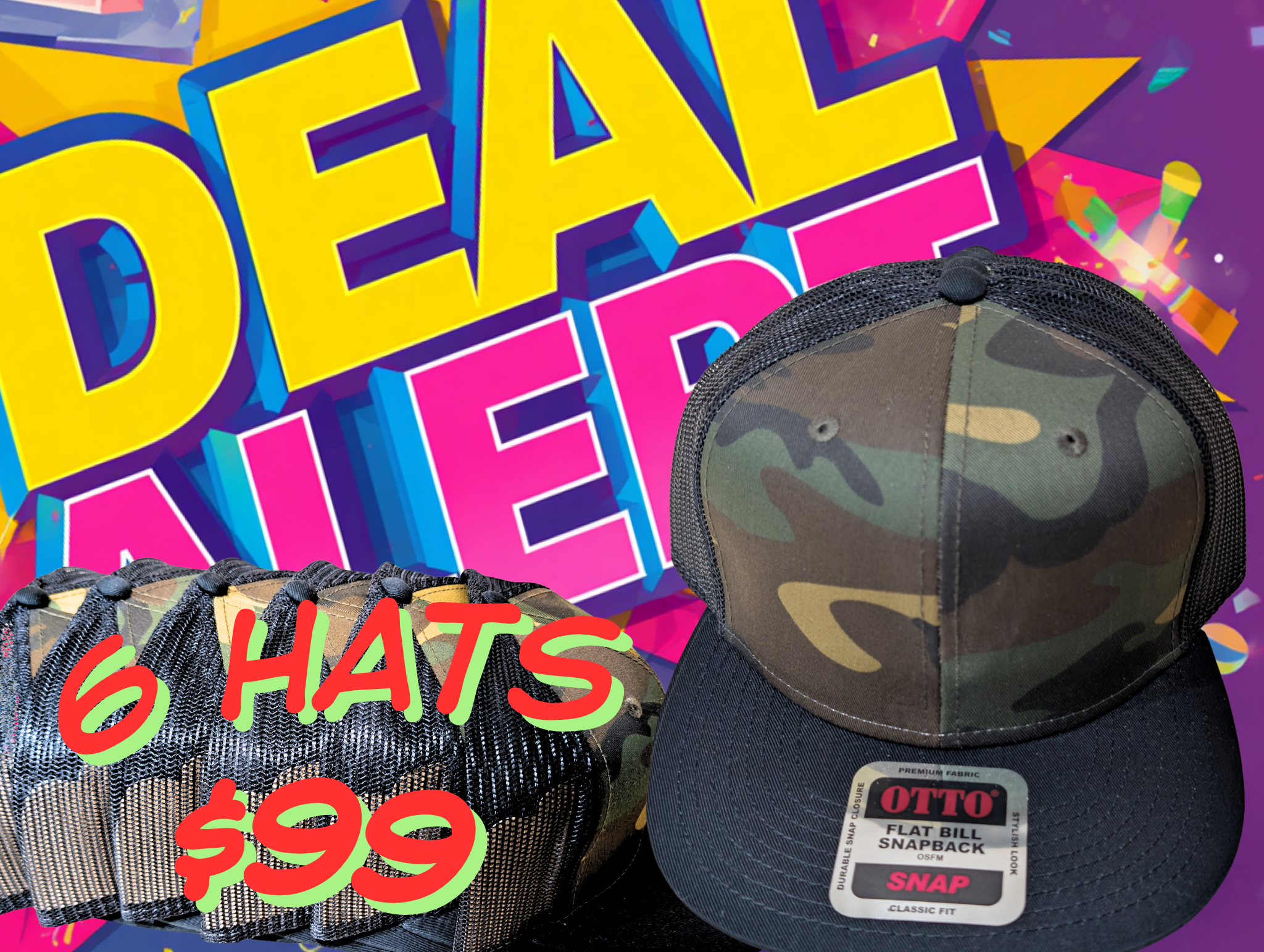 6 Otto lids for $99 - Embroidered Otto 141-1070 Camo