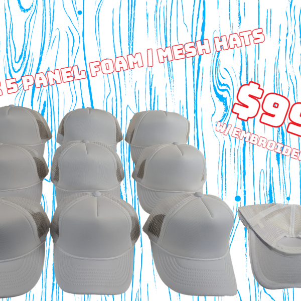 9x White Foam Front / Mesh Back Hat Sale!
