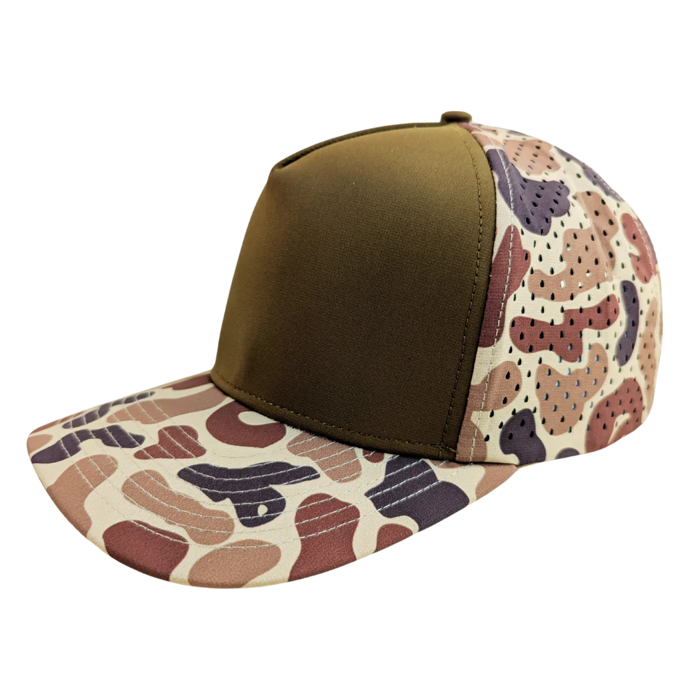 Custom Axios 5-Panel Water-Resistant Snapback Hat – Personalized Medium Profile Cap - Graboid Camo