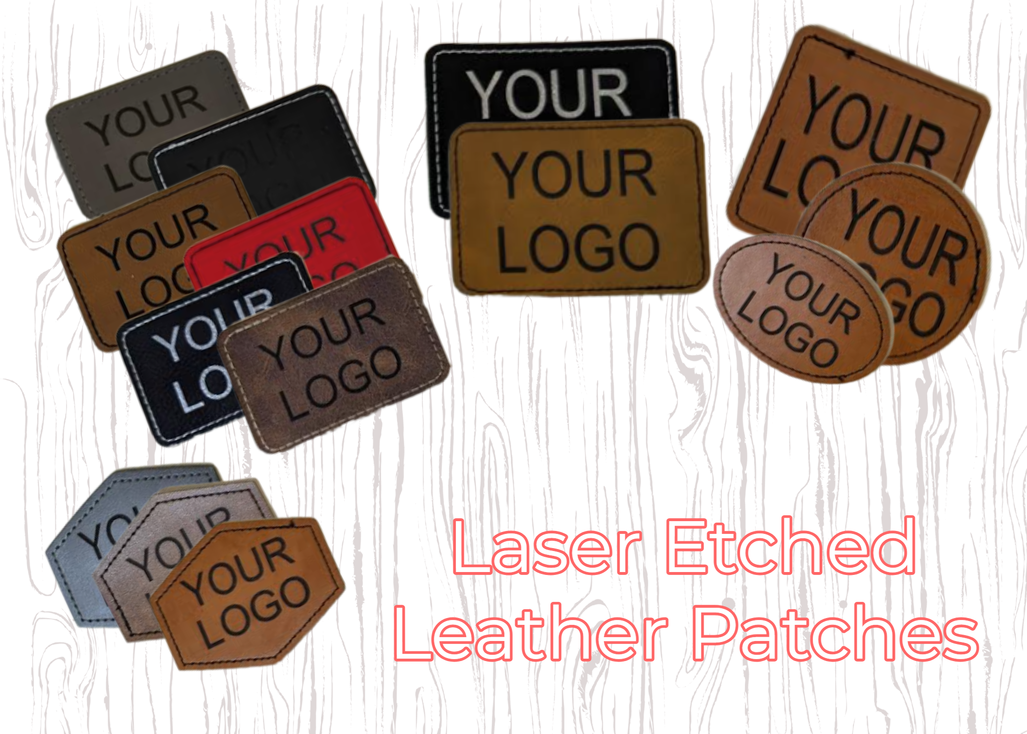 2" Leather Patches - Laser Etched - Black